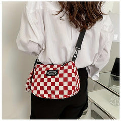 Canvas Checkerboard Shoulder Bag Messenger Bag