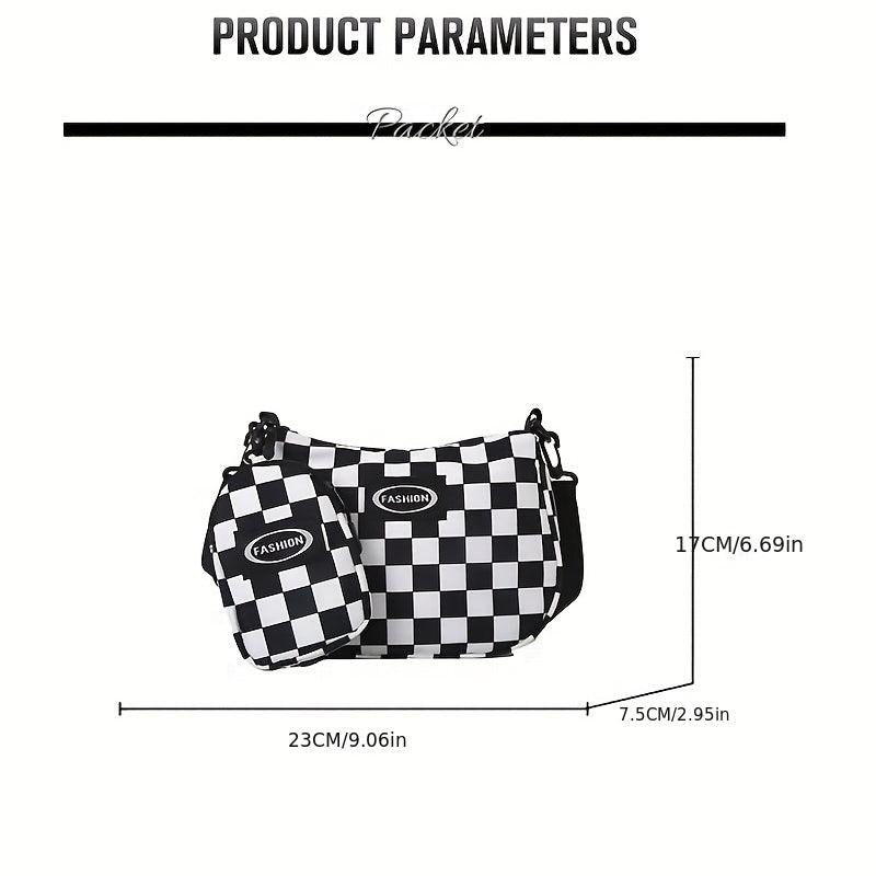 Canvas Checkerboard Shoulder Bag Messenger Bag