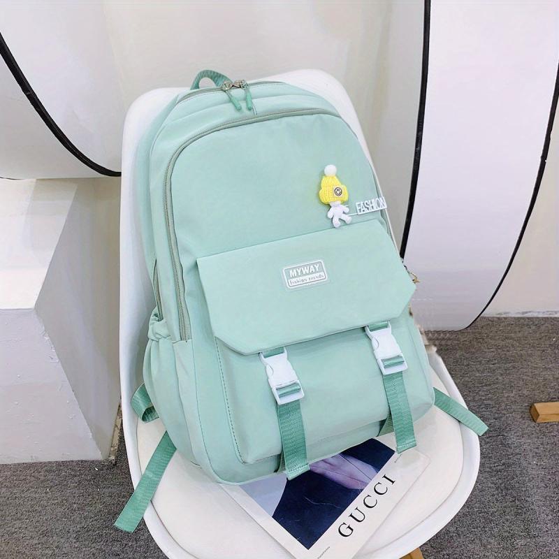 Nylon Solid Backpack Large Capacity Students Schoolbag