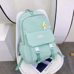 Nylon Solid Backpack Large Capacity Students Schoolbag