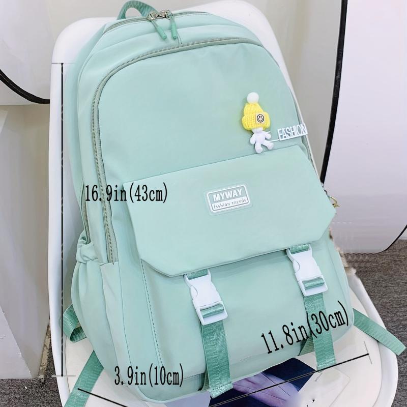 Nylon Solid Backpack Large Capacity Students Schoolbag
