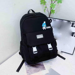 Nylon Solid Backpack Large Capacity Students Schoolbag