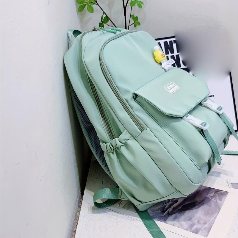 Nylon Solid Backpack Large Capacity Students Schoolbag