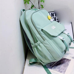 Nylon Solid Backpack Large Capacity Students Schoolbag