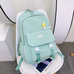 Nylon Solid Backpack Large Capacity Students Schoolbag