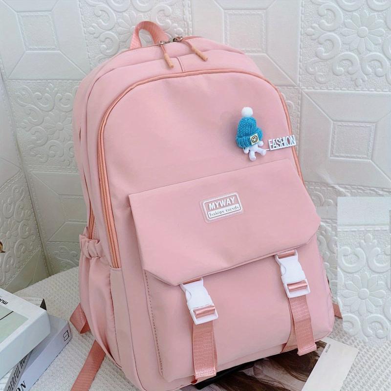 Nylon Solid Backpack Large Capacity Students Schoolbag