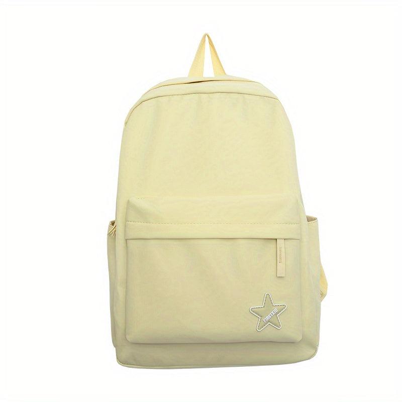 Solid Nylon Backpack Large Capacity Schoolbag Lightweight Causal Bag