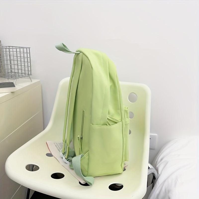 Solid Nylon Backpack Large Capacity Schoolbag Lightweight Causal Bag
