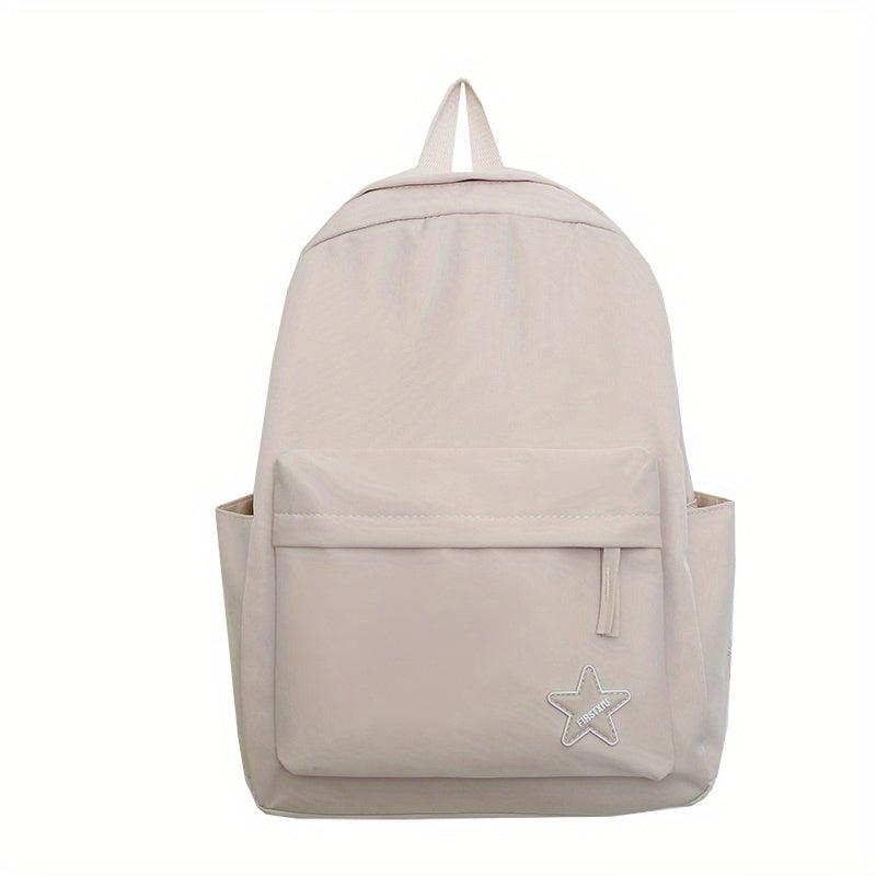 Solid Nylon Backpack Large Capacity Schoolbag Lightweight Causal Bag