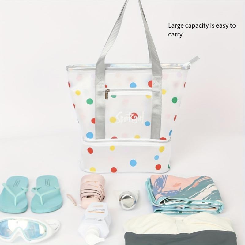 Polka Dot Beach Toiletry Bag Frosted Transparent Storage Large Capacity