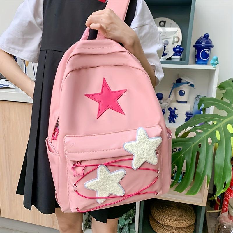 Casual Star Pattern Backpack Student Travel Large Capacity Adjustable Straps