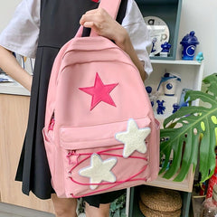 Casual Star Pattern Backpack Student Travel Large Capacity Adjustable Straps