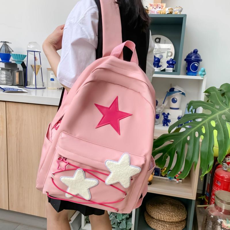 Casual Star Pattern Backpack Student Travel Large Capacity Adjustable Straps