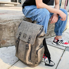 Men's High PU Backpack Computer Backpack Large Capacity Travel Backpack