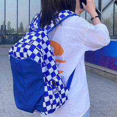 Casual Checkered Backpack Large Capacity School Travel Backpack
