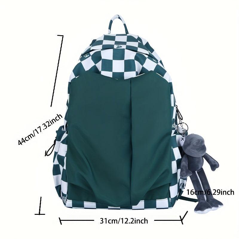 Casual Checkered Backpack Large Capacity School Travel Backpack