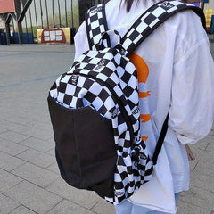 Casual Checkered Backpack Large Capacity School Travel Backpack