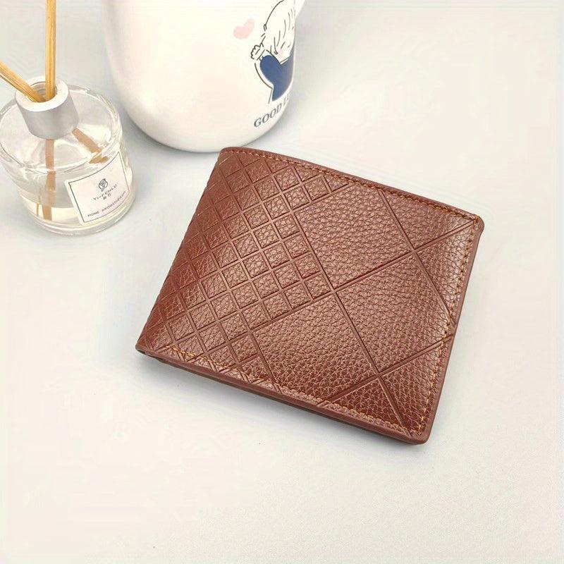 Men's PU Leather Zipper Short Wallet Card Holder Gift For Men