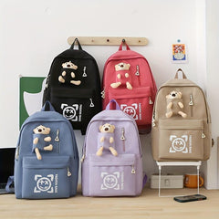 4pcs Backpack Set Crossbody Bag Handbag Pencil Bag Large Capacity Waterproof