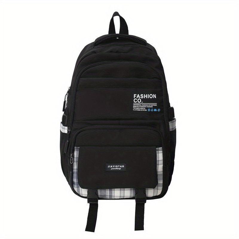 Plaid Large Capacity Student Backpack High School College Travel Backpack