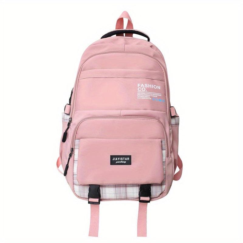 Plaid Large Capacity Student Backpack High School College Travel Backpack