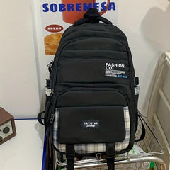 Plaid Large Capacity Student Backpack High School College Travel Backpack