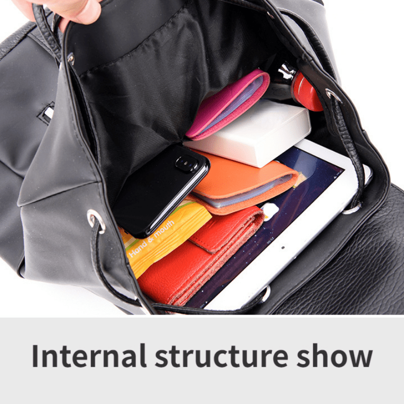 Black Double Shoulder Backpack Women's Student Commuter Bag for School Office
