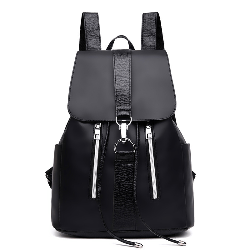 Black Double Shoulder Backpack Women's Student Commuter Bag for School Office