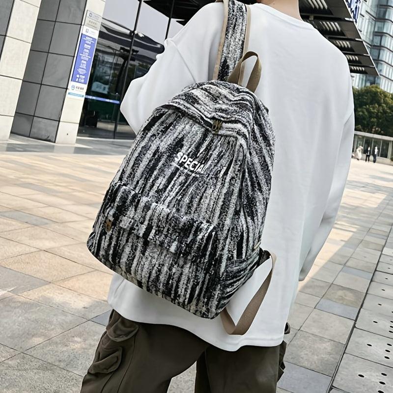 Striped Double Shoulder Backpack