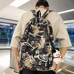 Graffiti Letter Pattern Nylon Backpack for School Students