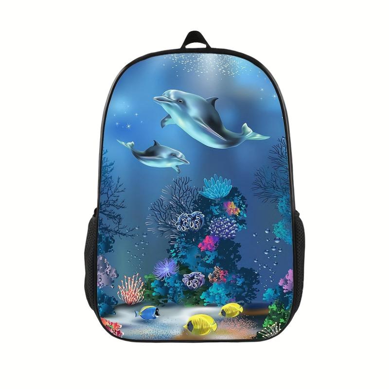 Dolphin 3D Printing Backpack Large Capacity Lightweight School Bag Boys Girls