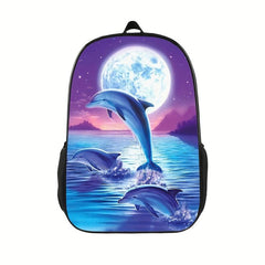 Dolphin 3D Printing Backpack Large Capacity Lightweight School Bag Boys Girls