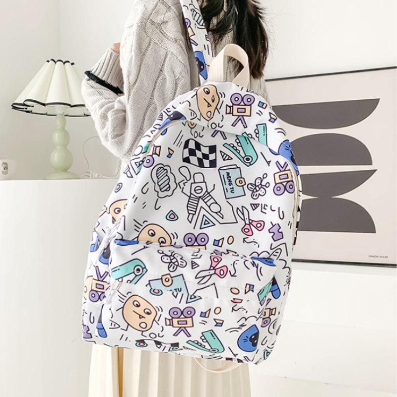 Graffiti Schoolbag Women Large Capacity Double Shoulder Bag Backpack