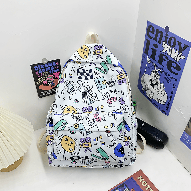 Graffiti Schoolbag Women Large Capacity Double Shoulder Bag Backpack