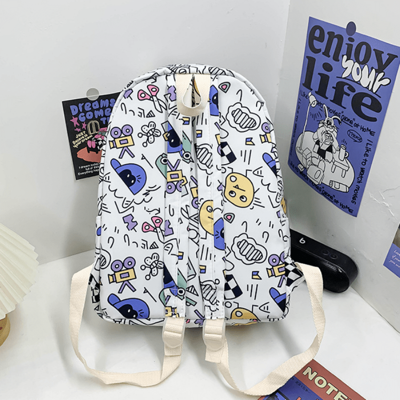 Graffiti Schoolbag Women Large Capacity Double Shoulder Bag Backpack