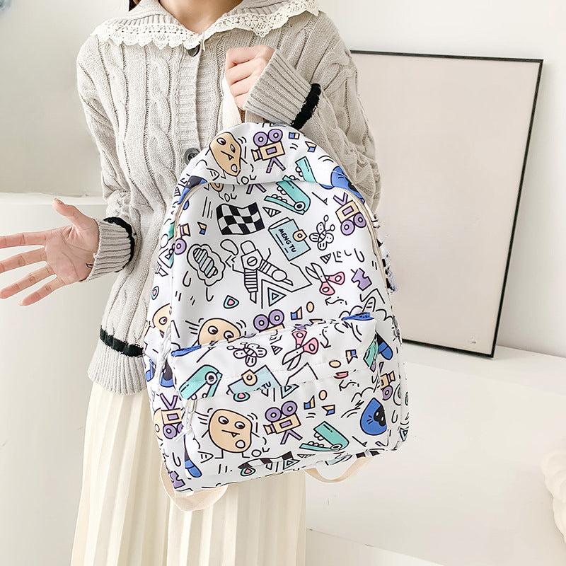 Graffiti Schoolbag Women Large Capacity Double Shoulder Bag Backpack