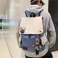 Contrast Flap Backpack Large Capacity Schoolbag