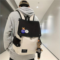 Contrast Flap Backpack Large Capacity Schoolbag