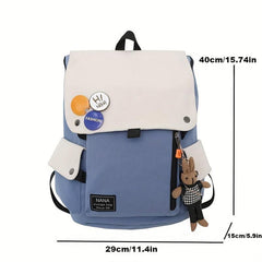Contrast Flap Backpack Large Capacity Schoolbag