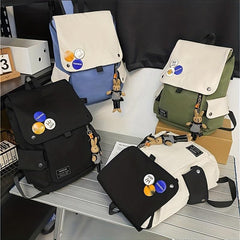Contrast Flap Backpack Large Capacity Schoolbag
