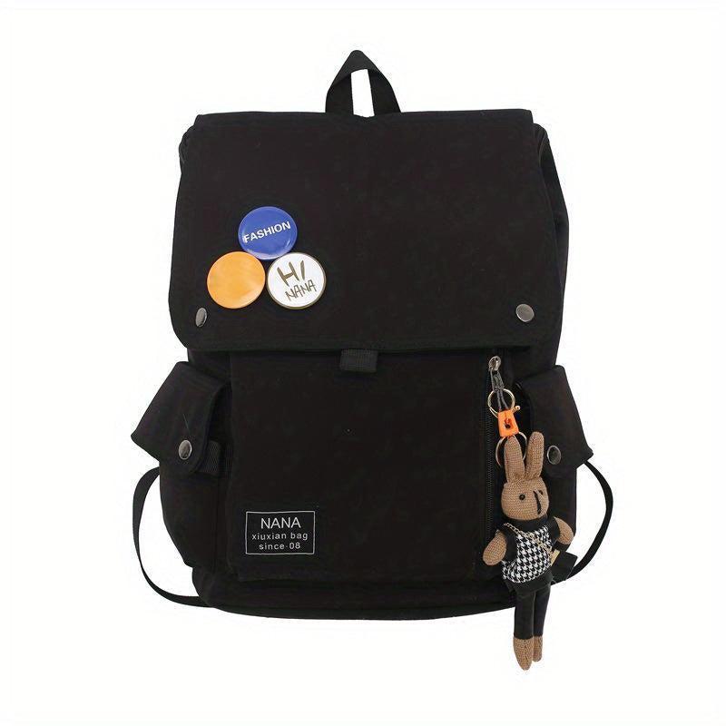 Contrast Flap Backpack Large Capacity Schoolbag