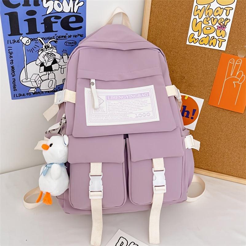 Casual Men's Backpack Zipper Bag With Side Pocket For School Student