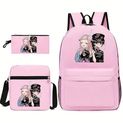 3pcs Cartoon Girl Backpack Set for Teenagers