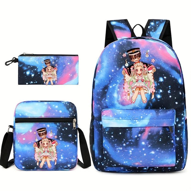 3pcs Cartoon Girl Backpack Set for Teenagers