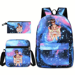 3pcs Cartoon Girl Backpack Set for Teenagers