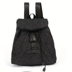 Geometric Argyle Pattern Flap Backpack Double Shoulder Bag