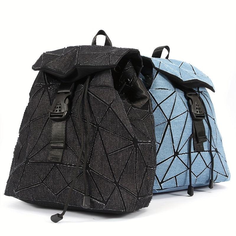 Geometric Argyle Pattern Flap Backpack Double Shoulder Bag