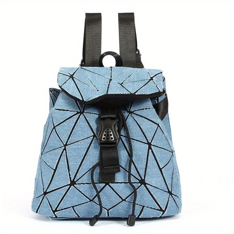 Geometric Argyle Pattern Flap Backpack Double Shoulder Bag