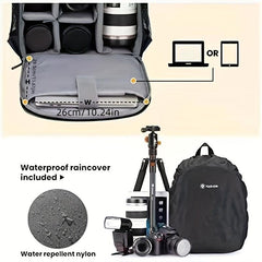 Waterproof Camera Backpack with Rain Cover