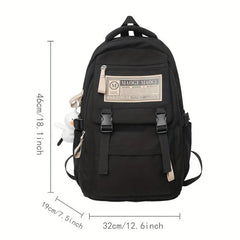 Solid Backpack With Duck Pendant For Students Double Shoulder Bag